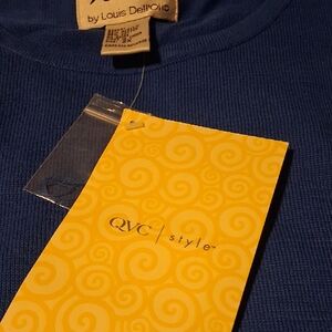 QVC Blue Ribbed Crewneck Top